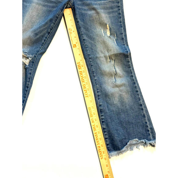 Women's Risen Flared Jeans juniors size 1 inseam 25 ripped & distressed Y2K - Picture 6 of 7
